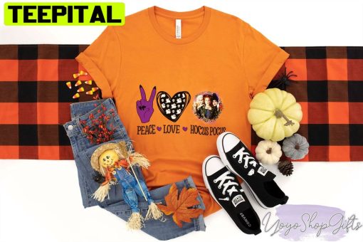 Peace Love Hocus Pocus Halloween Unisex T-Shirt