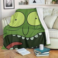 Pickle Rick Fleece Blanket Throw Blanket Gift