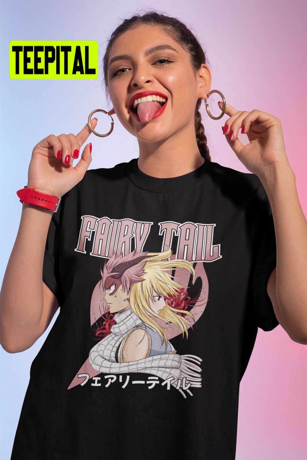Pink Vintage Art Fairy Tail Gajeel Redfox Anime Unisex T-Shirt