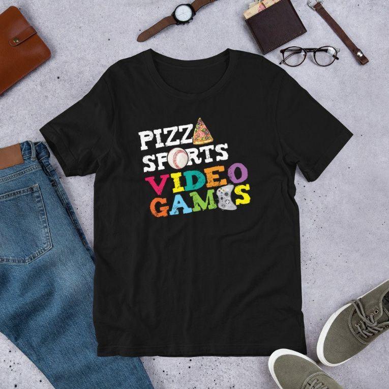 Pizza Sports Video Games Video Gamer Food Sports Lover Gift Short-Sleeve Unisex T-Shirt