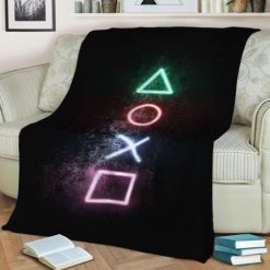 Playstation Buttons Neon Fleece Blanket Throw Blanket Gift