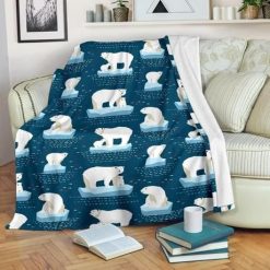 Polar Bear Dark Blue And White Best Seller Fleece Blanket Throw Blanket Gift