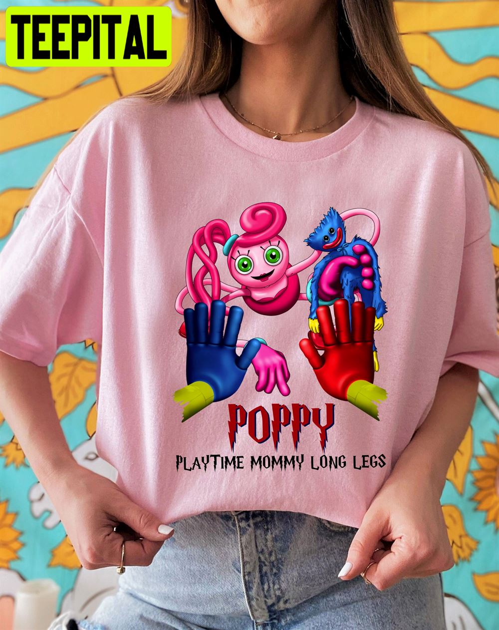 Poppy Playtime Mommy Long Legs And Huggy Wuggy Unisex T-Shirt