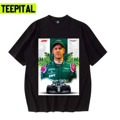 Portrait Sebastian Vettel Aston Martin Car Racing Nascar F1 Unisex T-Shirt