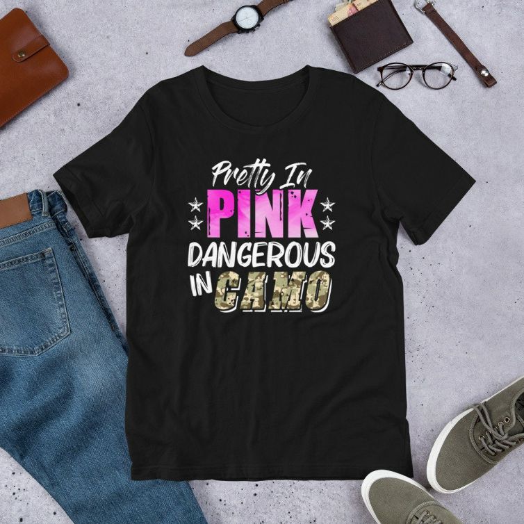 Pretty Cute Pink Dangerous In Camo Hunting Girl Short-Sleeve Unisex T-Shirt