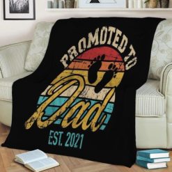 Promoted To Dad 2021 Vintage Best Seller Fleece Blanket Throw Blanket Gift