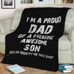 Proud Dad Father’s Day Fleece Throw Blanket Best Seller Fleece Blanket Throw Blanket Gift