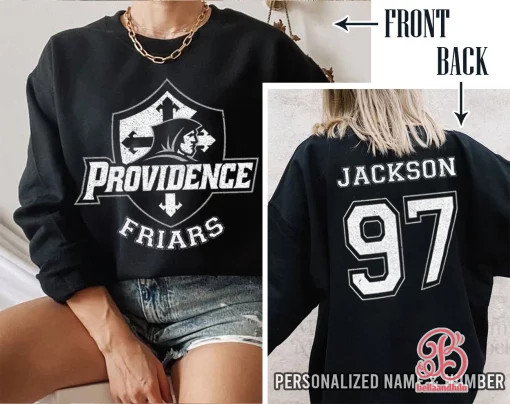 Providence Friars Basketball Ncaa Sports Front Back Customized Text Number Unisex Sweatshirt