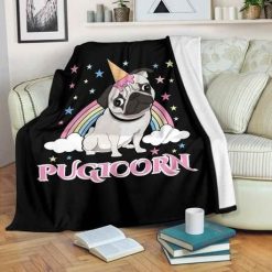 Pugicorn Cute Fleece Blanket Throw Blanket Gift