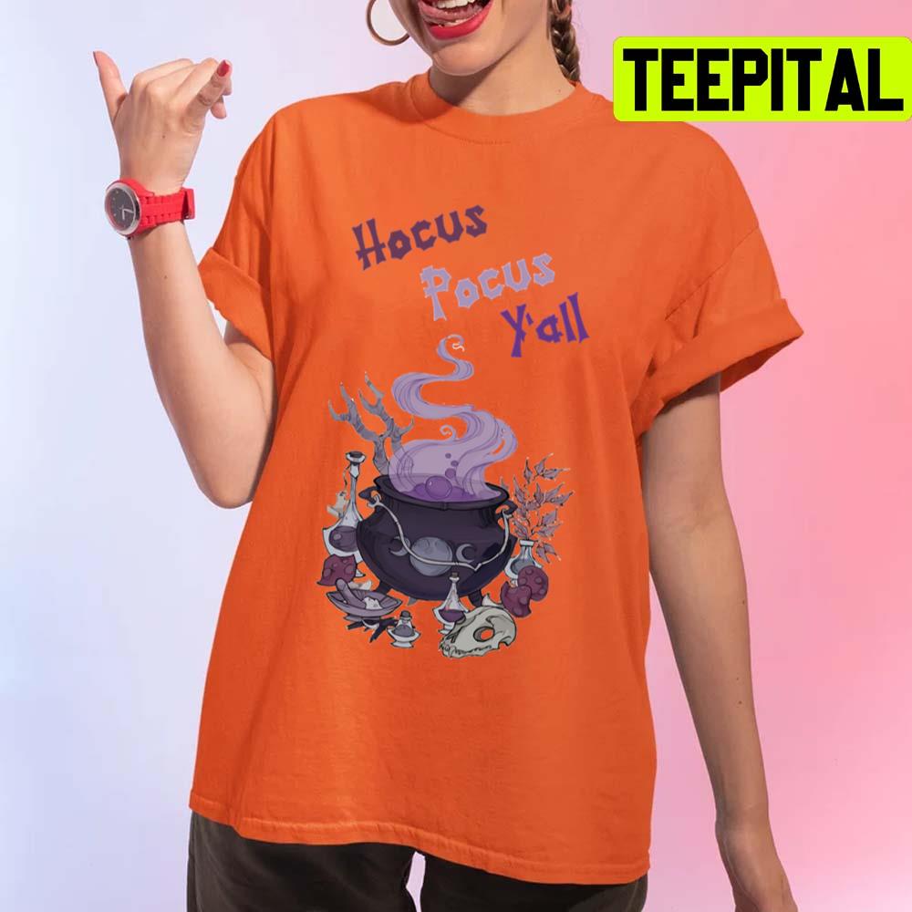 Purple Art Hocus Pocus Yall Design For Halloween Unisex T-Shirt