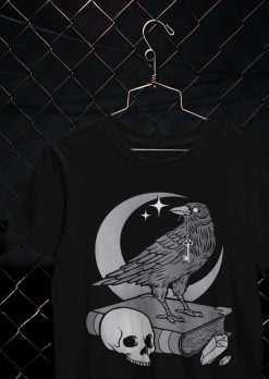 Raven Crow Goth Gothic Pastel Grunge Aesthetic Moon Occult Skull Tarot Card Witchy Unisex T-Shirt