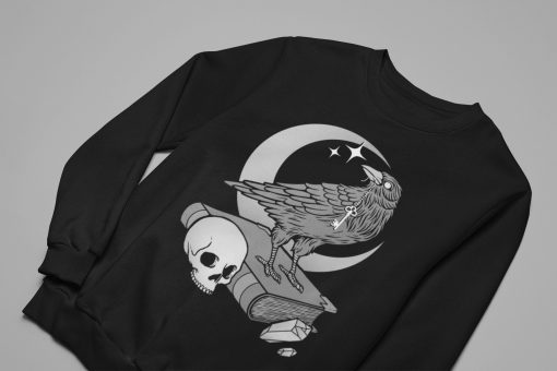 Raven Crow Goth Gothic Pastel Grunge Aesthetic Moon Occult Skull Tarot Card Witchy Unisex T-Shirt