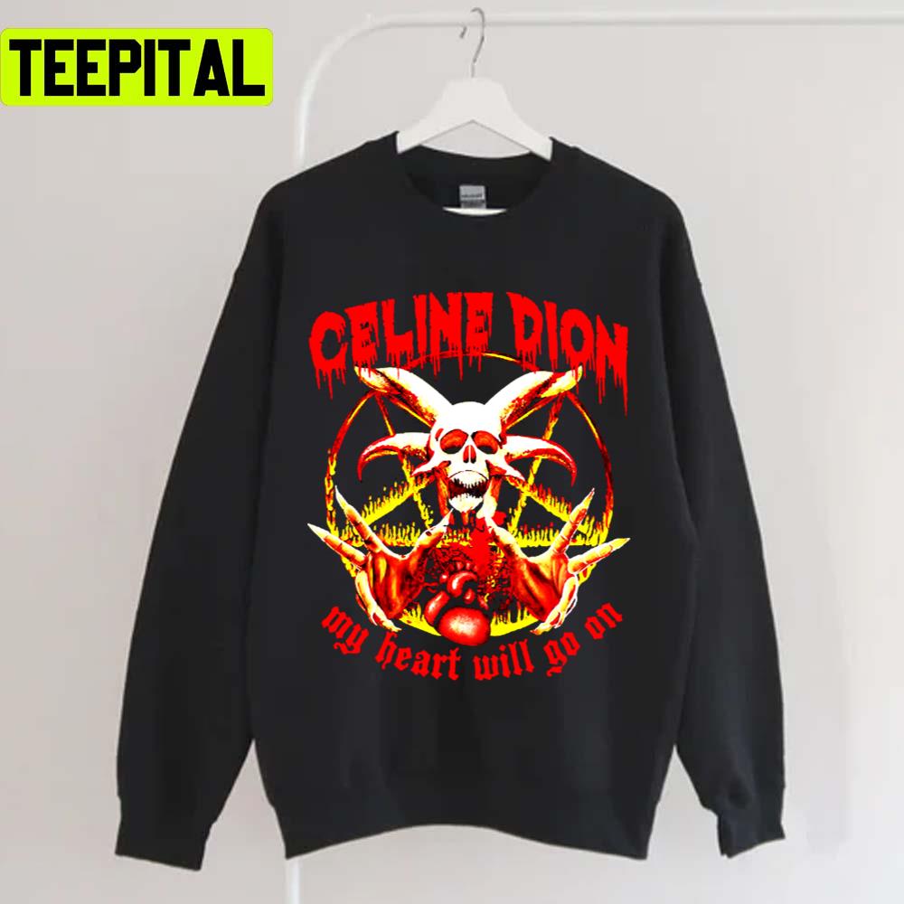 Red Retro Art Celine Dion My Heart Will Go On Punk Rock Metal Unisex T-Shirt