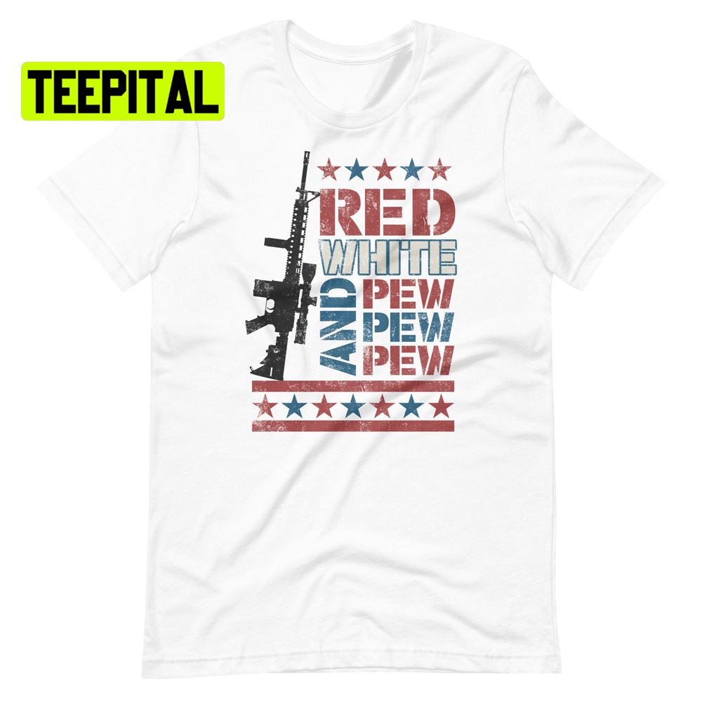 Red White And Pew Distressed Unsiex T-Shirt