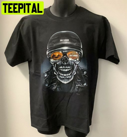 Reflection Motorcycle Skull Vintage Unisex T-Shirt