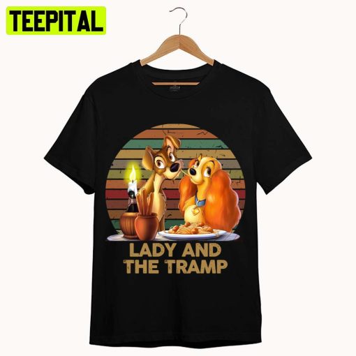 Retro Art Of Dinner Time Lady And The Tramp Unisex T-Shirt