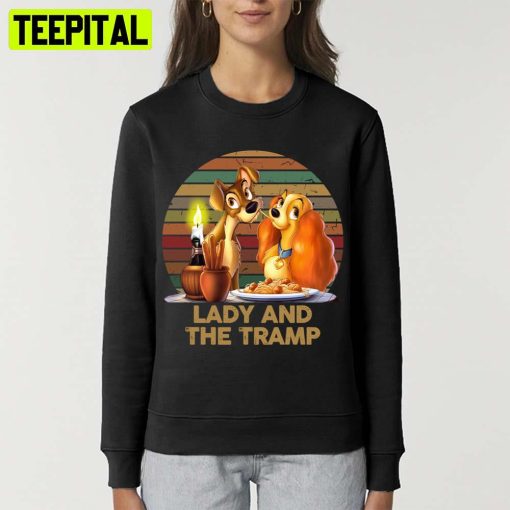 Retro Art Of Dinner Time Lady And The Tramp Unisex T-Shirt