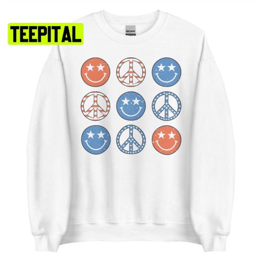 Retro Happy Peace Sign Distressed Unsiex T-Shirt