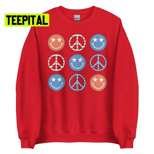 Retro Happy Peace Sign Distressed Unsiex T-Shirt