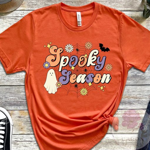 Retro Spooky Season Halloween Ghost Spook Witch Fall Boho Unisex T-Shirt