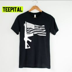 Rifle American Flag Gun Unsiex T-Shirt