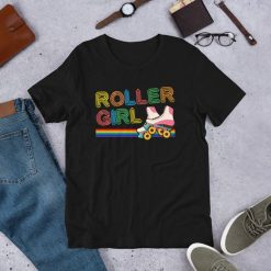 Roller Girl Vintage Seventies 70s Cool Retro Skates Skating Short-Sleeve Unisex T-Shirt