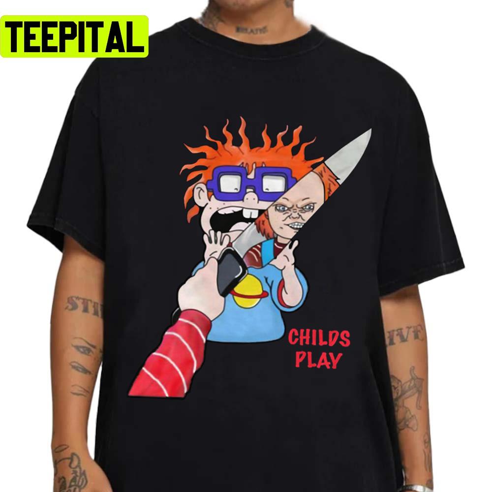 Rugrats Meets Child's Play Chuckie Or Chucky Horror Chuckie Finster Design For Halloween Unisex T-Shirt