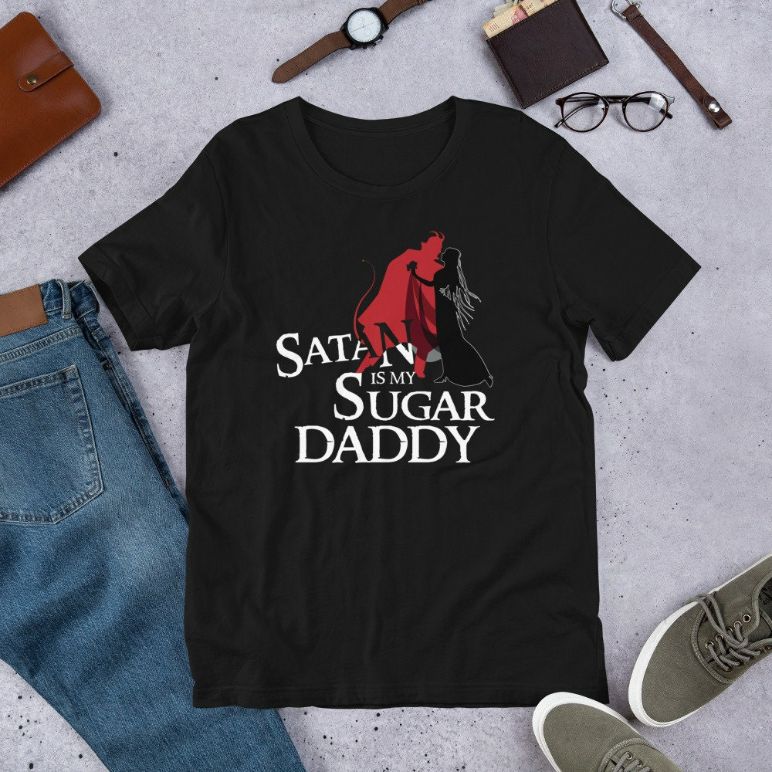 Satan Is My Sugar Daddy – Funny Girl Quote Halloween Short-Sleeve Unisex T-Shirt