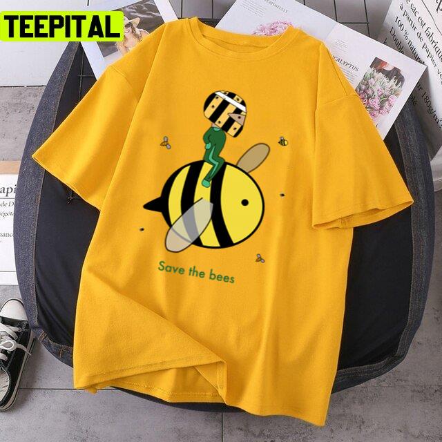 Save The Bees F1 Driver Cartoon Doodleanddrive Unisex T-Shirt
