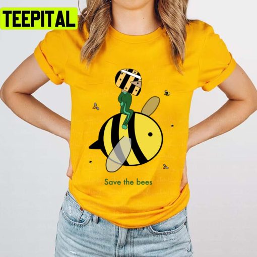 Save The Bees F1 Driver Cartoon Doodleanddrive Unisex T-Shirt