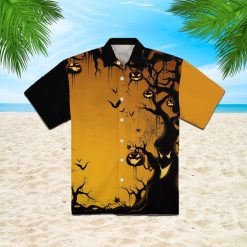 Scary Tree 3d All Over Print Button Design For Halloween Hawaii Shirt