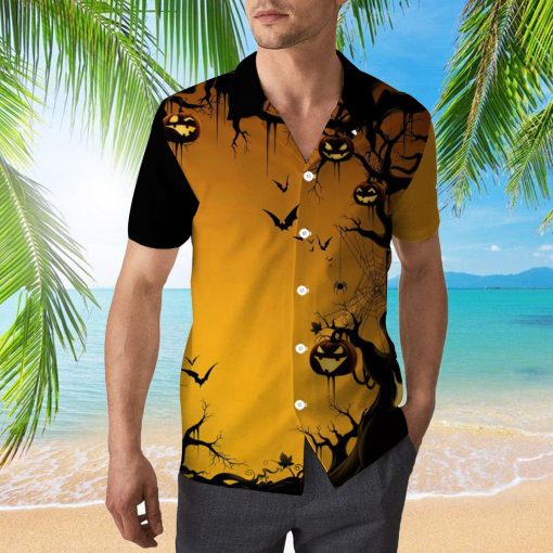 Scary Tree 3d All Over Print Button Design For Halloween Hawaii Shirt