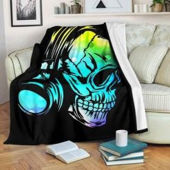 Skull Dj Fleece Blanket Throw Blanket Gift