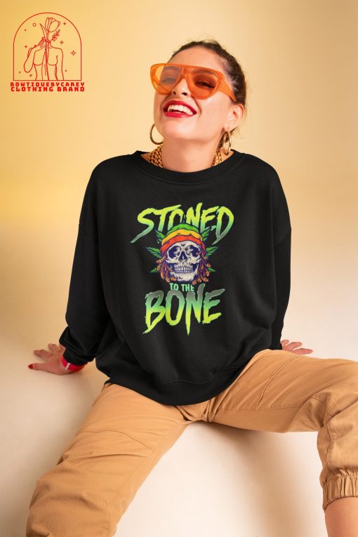 Skull Weed Stoned To The Bone Skeleton Halloween Unisex T-Shirt