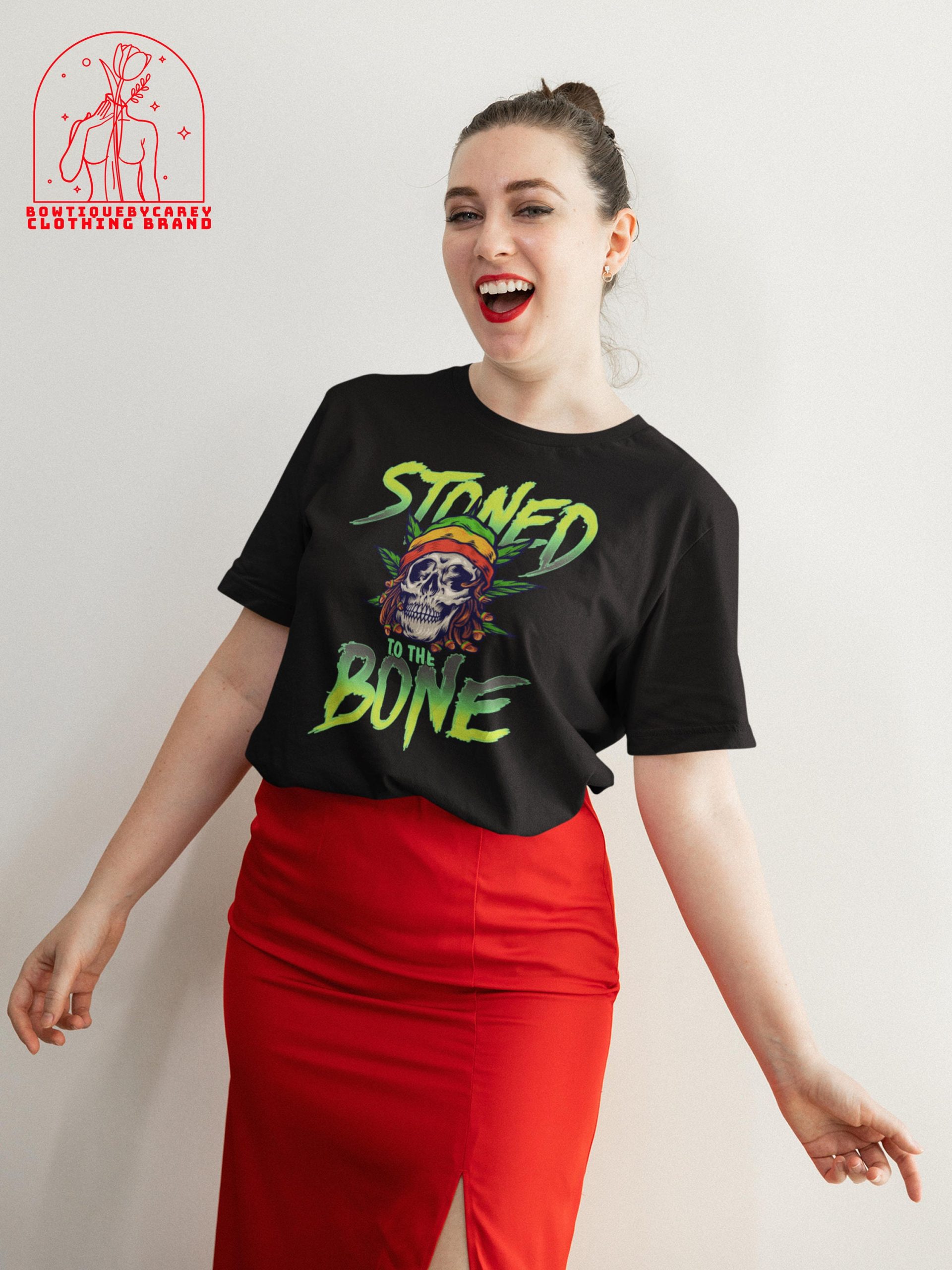 Skull Weed Stoned To The Bone Skeleton Halloween Unisex T-Shirt