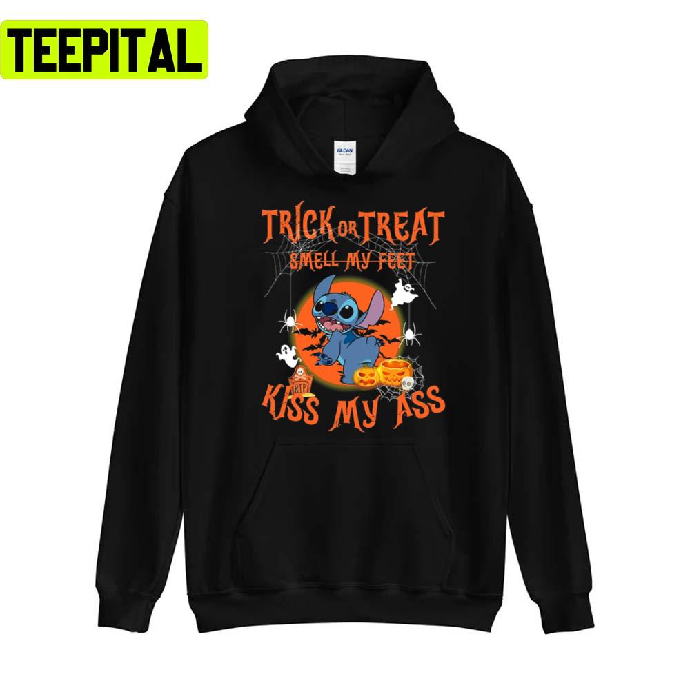 Smell My Feet Kiss My Ass Stitch Design For Halloween Graphic Trick Or Treat Unisex T-Shirt