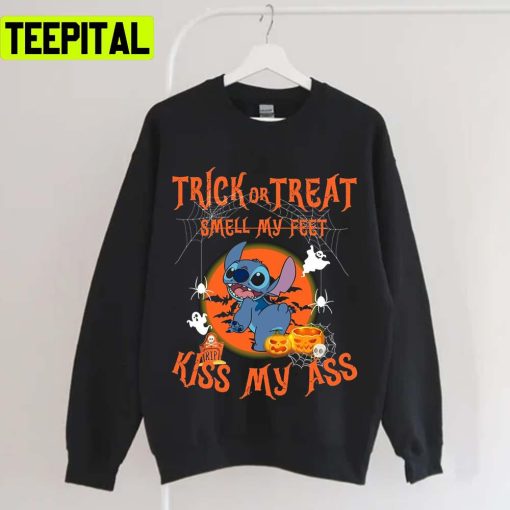 Smell My Feet Kiss My Ass Stitch Design For Halloween Graphic Trick Or Treat Unisex T-Shirt