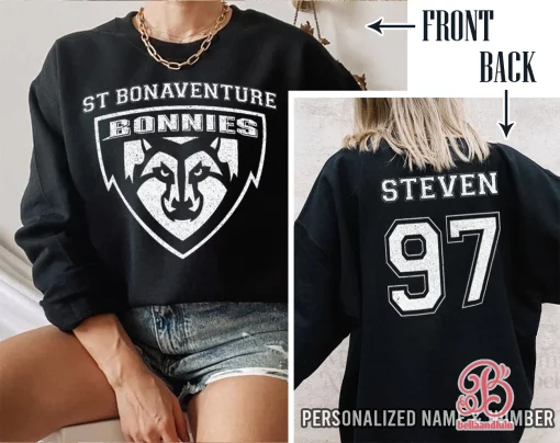 St Bonaventure Bonnies Basketball Ncaa Sports Front Back Customized Text Number Unisex Sweatshirt