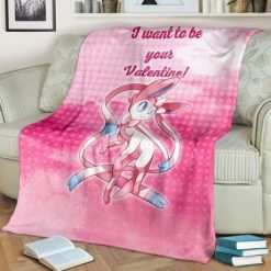 Sylveon Your Valentine Love Best Seller Fleece Blanket Throw Blanket Gift