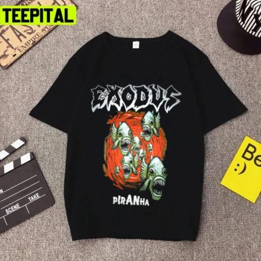 The Piranha Explore Designs Exodus Rock Band Unisex T-Shirt