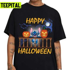 The Stitch And Pumkin Light Happy Halloween Unisex T-Shirt