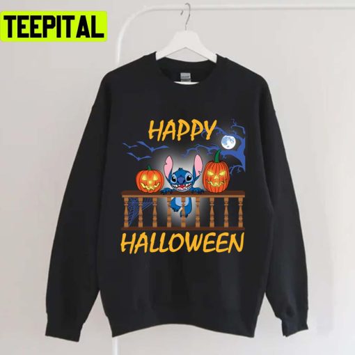 The Stitch And Pumkin Light Happy Halloween Unisex T-Shirt