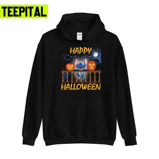 The Stitch And Pumkin Light Happy Halloween Unisex T-Shirt