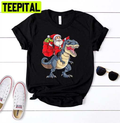 Tree Rex Christmas Santa Riding Dinosaur Unisex T-Shirt