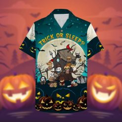 Trick Or Sleep 3d All Over Print Summer Button Design For Halloween Hawaii Shirt