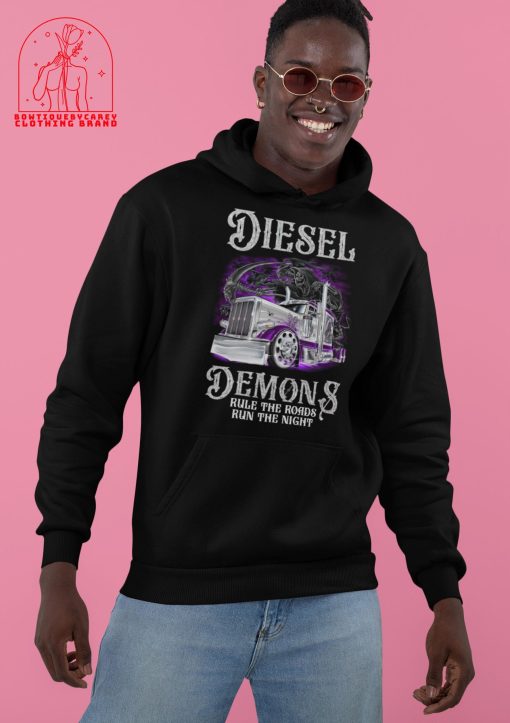 Trucker Diesel Demon And Rule The Road Run The Night Trucker Diesel Demon Driver Unisex T-Shirt