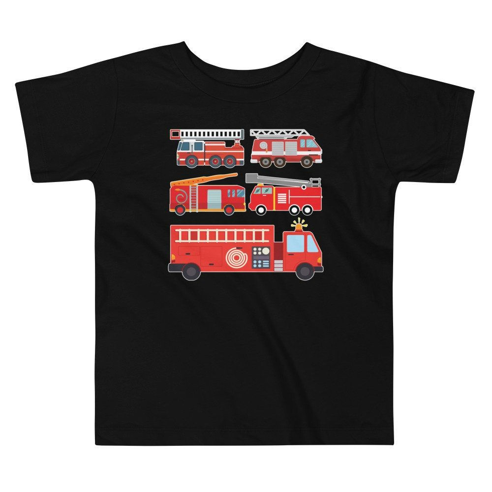 Types of Fire Truck Toddler Boy Firefighter Trucks Gift Toddler Uni-sex Short Sleeve Tee