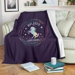 Unicorn Circle Fleece Blanket Throw Blanket Gift