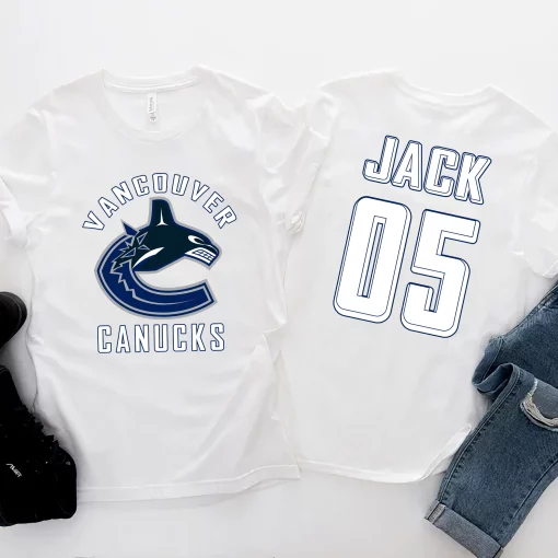 Vancouver Canucks Nhl Ice Hockey Sports Front Back Customized Text Number Unisex T-Shirt