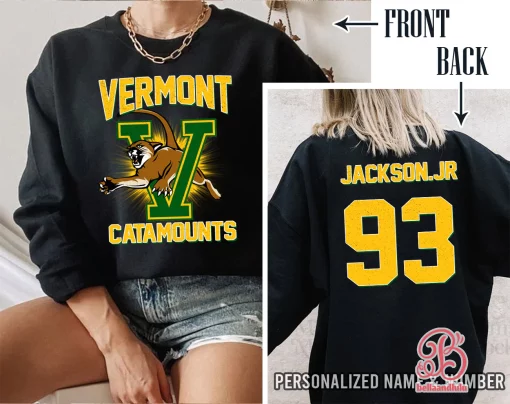 Vermont Catamounts Basketball Ncaa Sports Front Back Customized Text Number Unisex Sweatshirt